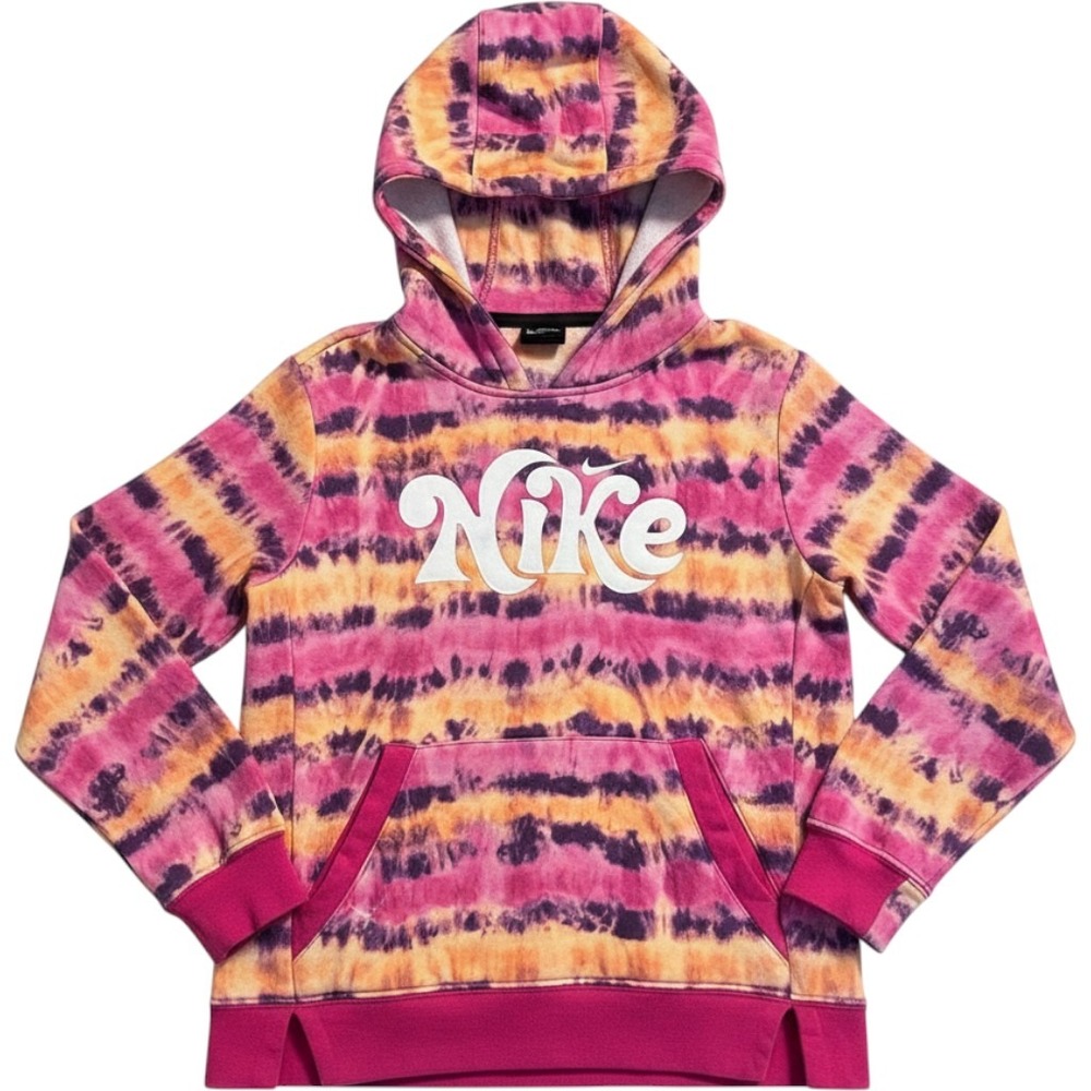 Nike Girls Tie Dye Hoodie Pink Purple Orange Pullover DC3001-615 Size M